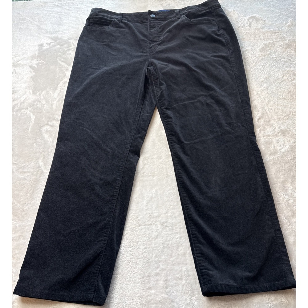 Talbots Straight Leg Velveteen Women Pants Sz 16 Black Soft Stretch Cotton blend